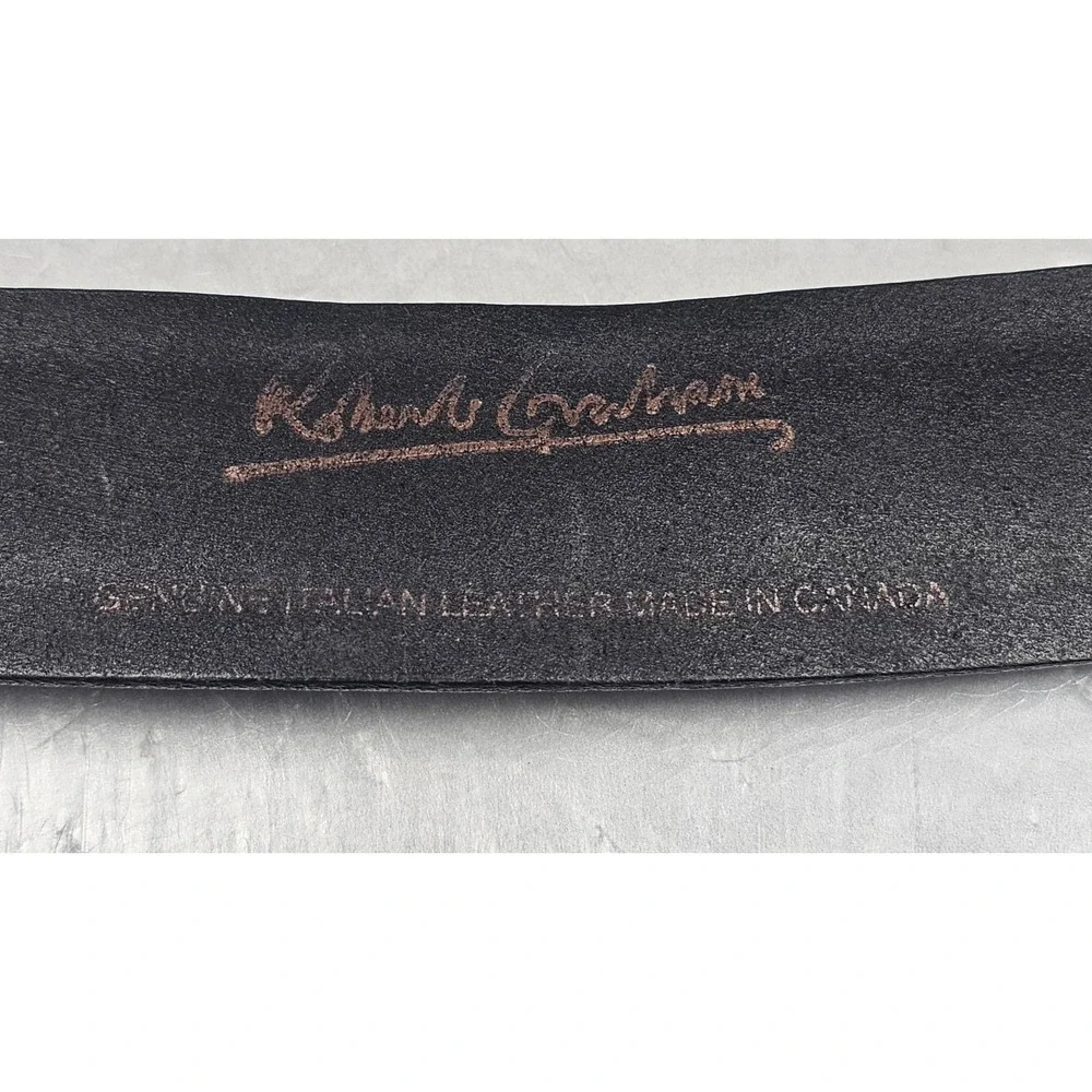 Robert Graham‎ Belt Mens 42' Black Embossed Genuine Leather Buckle Casual